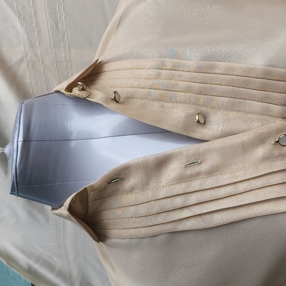 Dolce and Gabbana Gold Pintuck Blouse - Picture 2 of 11